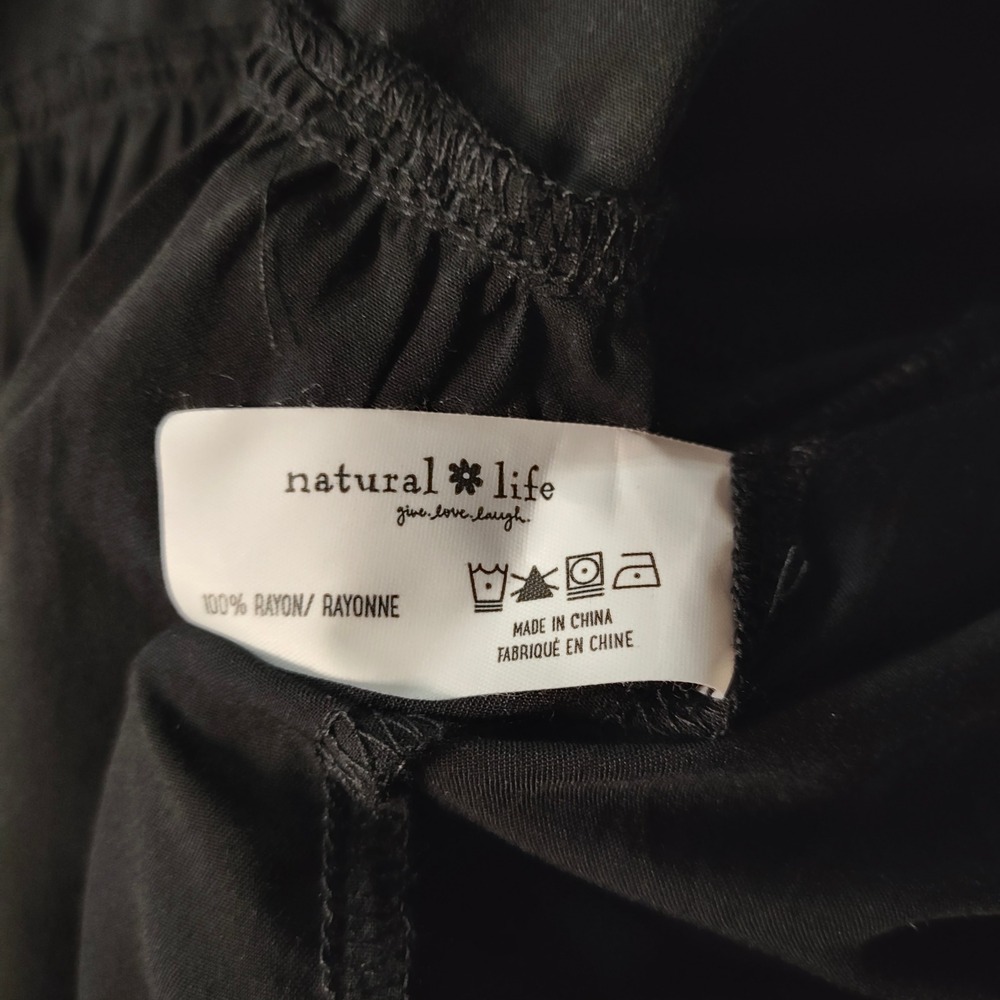 Natural Life Rebecca Midi Dress Black Tiered Rayon Pockets Lagenlook Flowy - M - Picture 9 of 9